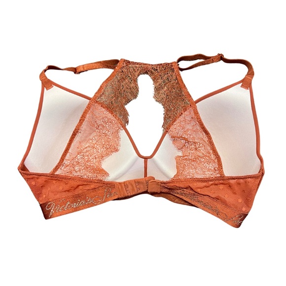 EUC Victoria’s Secret T-Shirt Lightly Lined Wireless Bra 32D Burnt Orange Lace - Picture 3 of 14